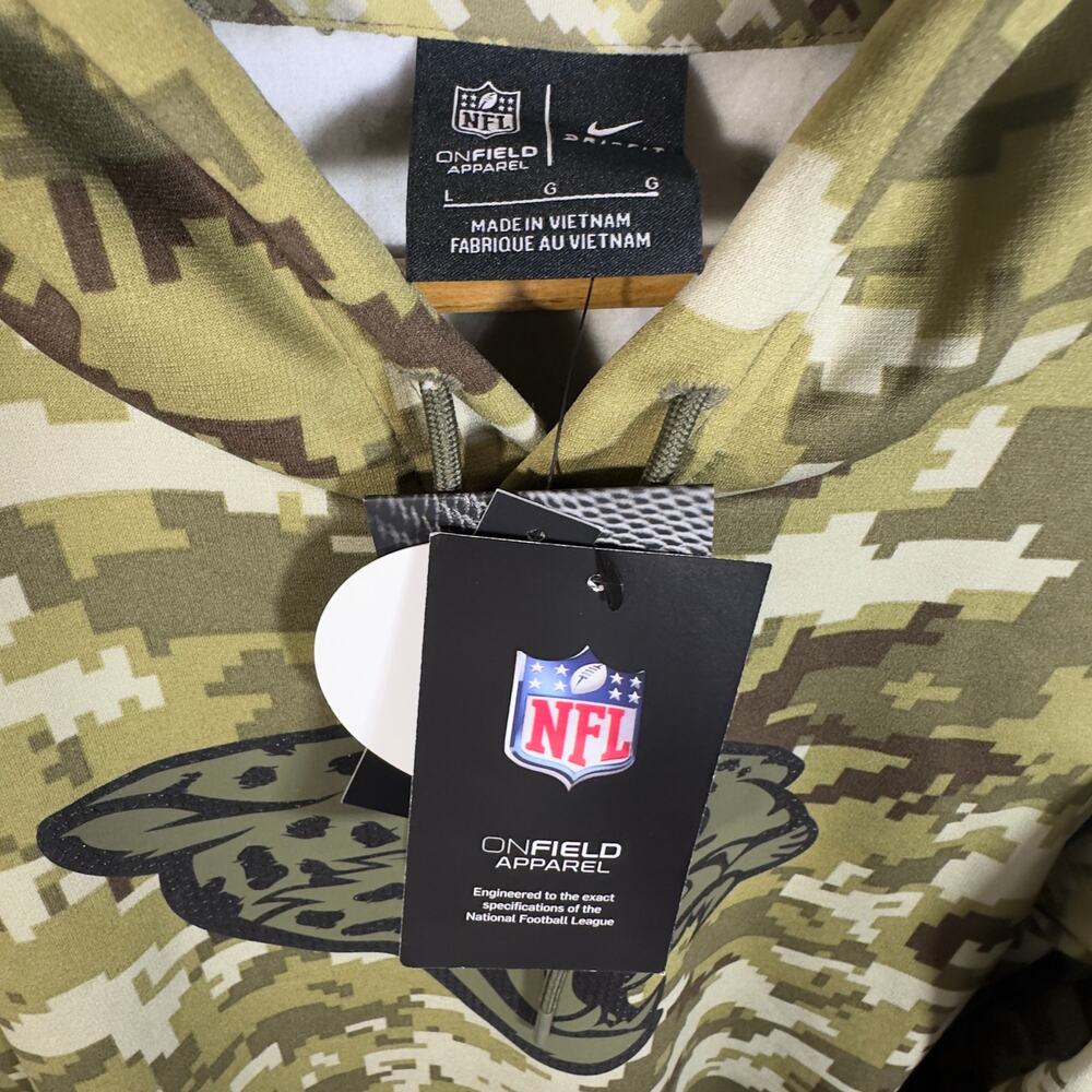 Nike Jacksonville Jaguars Salute to Service Camo Hoodie Sz L USA Patch On Field - Picture 8 of 9